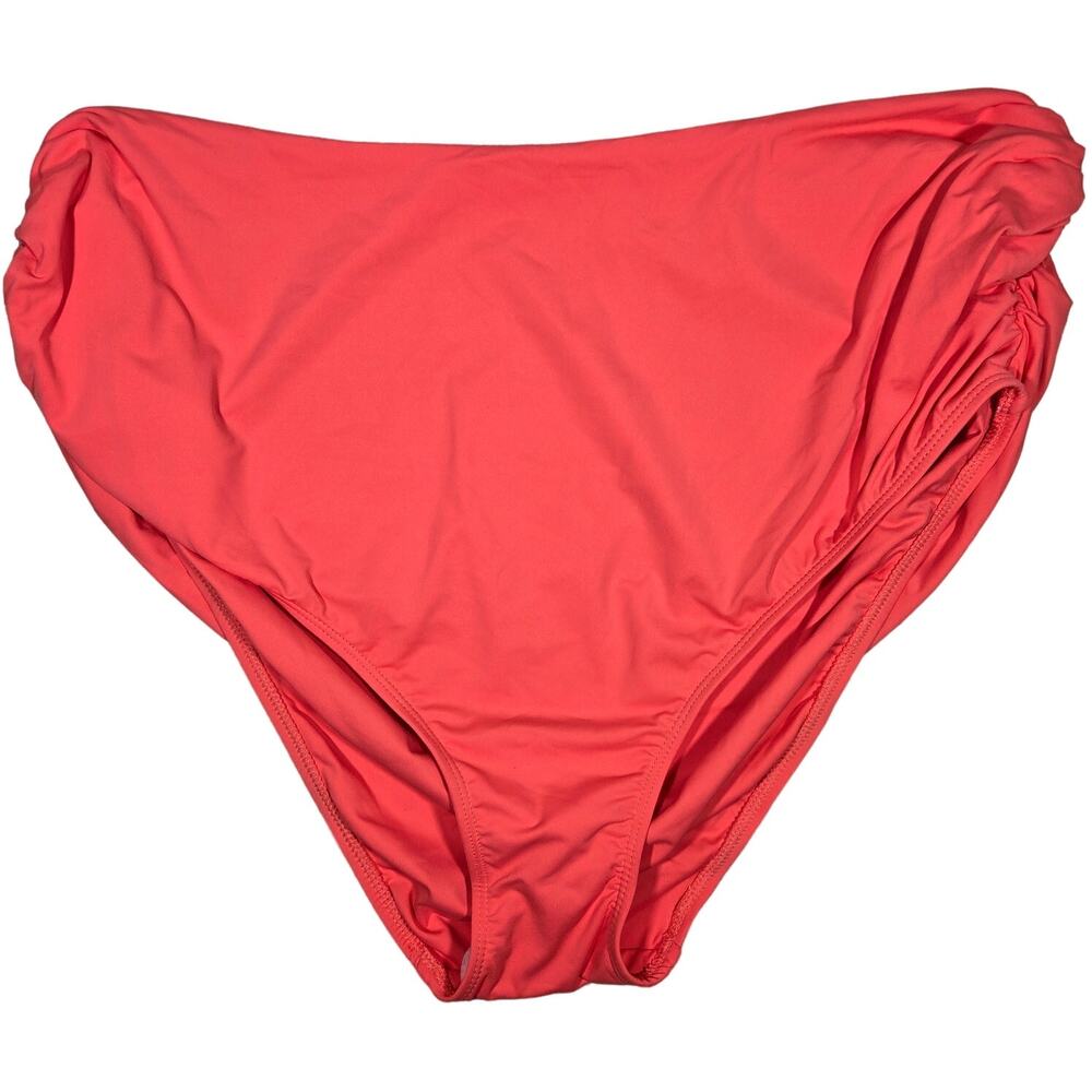 Anne Cole Coral Ruched High‎ Waist Convertible Swimsuit Bottom Bikini 22W